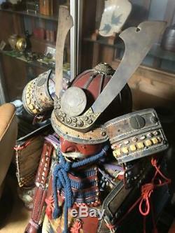 Armure Portable Traditionnelle Japonaise Vieux Fer De Samouraï De Haute Classe Rare 3e