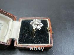Art Antique Deco 18ct Gold & Platinum 1 Carat Old Cut Diamond Star Ring C. 1920