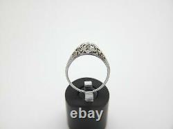 Art Déco 18k Or Blanc Naturel Vieil European Diamond Vintage Ring