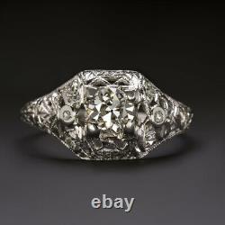 Art Deco Diamond Engagement Ring Platinum Old Europeen Cut Vintage Antique 1920s