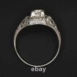 Art Deco Diamond Engagement Ring Platinum Old Europeen Cut Vintage Antique 1920s