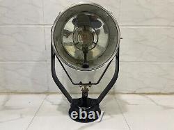 Authentique Vintage Ancienne Antique Lampe de Recherche de Signal en Acier Inoxydable Massif