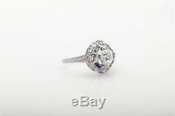 Bague En Filigrane De Saphirs Bleus Avec Diamants Bleus Antiques Des Années 1920 À 12 000 $