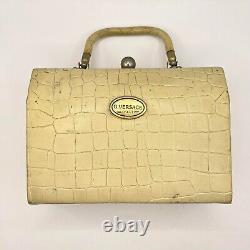 Beau sac à main vintage de femme ancien en cuir G. Versace de couleur beige fabriqué en Italie