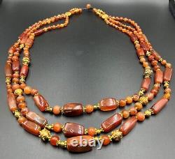 Bijoux Vintage Afrique Inde Tibet Commerce Antique Vieilles Perles Carneliennes Anciennes