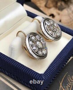 Bijoux pour femmes en or rose antique et vintage, en diamants taillés à l'ancienne et pierres précieuses en or 14 carats