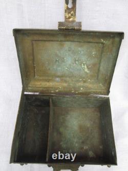 Boîte à bibelots multifonction en laiton et bronze du 18e siècle avec clé d'origine
