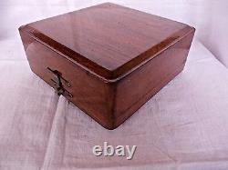 Boîte à bijoux en bois de teck ancien vintage décoratif b3