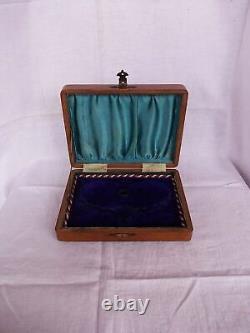 Boîte à bijoux en bois de teck décoratif ancien et vintage 1