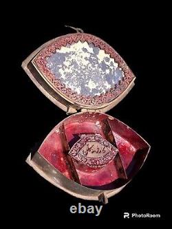 Boîte à bijoux islamique en laiton antique vintage faite à la main avec peinture en verre multi-usage