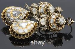 Boucles D'oreilles Vintage De Diamant Antique Or Jaune Vieux Bijoux Victoriens