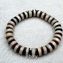 Bracelet en perles d'agate bandée yéménite Dzi ancienne antiquité SHK-2