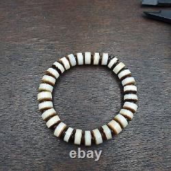 Bracelet en perles d'agate bandée yéménite Dzi ancienne antiquité SHK-2