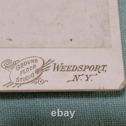 Carte De Cabinet Antique Weedsport N. Y. Col De Dentelle À Gros Bouton De La Vieille Dame