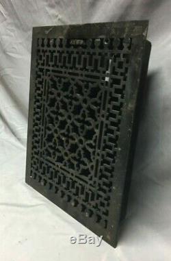 Cast Iron Gothic Antique Heat Râper Registre De Plancher 12x15 Vintage Old 170-19c