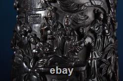 Chinese Antique Vintage Old Ebony Wood Carving Figure-story Brush Pot Nice Art<br/>

<br/> 


Antique chinois en ébène ancien sculpté à la main avec une histoire de figurines - Pot à pinceaux - Bel art