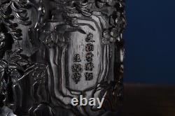 Chinese Antique Vintage Old Ebony Wood Carving Figure-story Brush Pot Nice Art<br/>	 
	<br/> 
 Antique chinois en ébène ancien sculpté à la main avec une histoire de figurines - Pot à pinceaux - Bel art