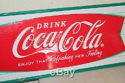 Coca Cola Fishtail Signes Style Vintage Gaufrée Grand 54 X 18 Country Store