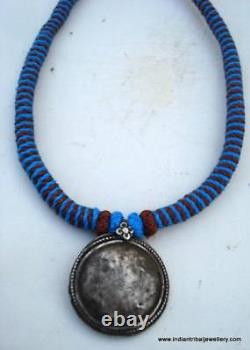 Collier pendentif en argent ancien vintage de style tribal Rajasthan Inde
