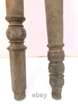Colonnes d'escalier en bois de palissandre ancien vintage antique, pilier de lit côté colonne pied