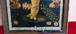 Décoration murale encadrée d'une ancienne estampe vintage de la déesse religieuse hindoue Saraswati E69