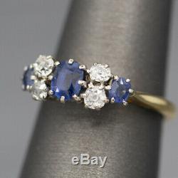 Edwardian Platinum Et 18k Sapphire Et Ancienne Mine Cut Diamond Ring