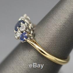 Edwardian Platinum Et 18k Sapphire Et Ancienne Mine Cut Diamond Ring