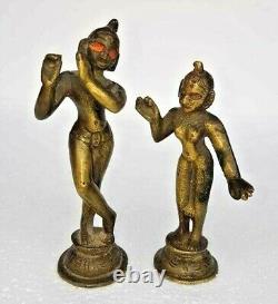 Figure / Statue en laiton vintage ancien rare de Radha Krishna, dieu et déesse hindous