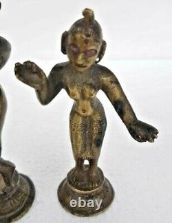 Figure / Statue en laiton vintage ancien rare de Radha Krishna, dieu et déesse hindous