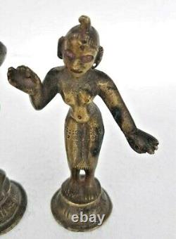 Figure / Statue en laiton vintage ancien rare de Radha Krishna, dieu et déesse hindous