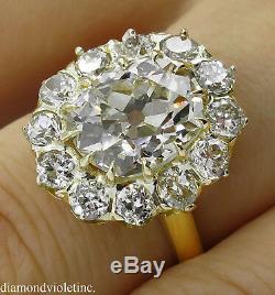 Gia 4.70ct Antique Vintage Vieux Coussin De Fiançailles De Diamant De Mariage Bague Cluster