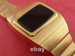 Gold 1970s Vieux-vintage Style Vintage Led LCD Rare Rare Rare Mens Montre 12 24 Heures Om