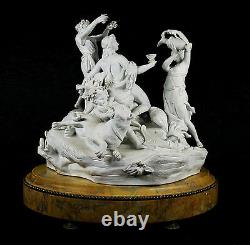 Grande Antique Sevres Bisque Porcelaine Sculpture Groupe Dionisius 19ème Siècle Vieux