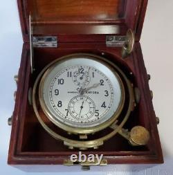 Horloge Submarine Vintage Kirov Chronomètre Poljot 1mchz Boîte Bois Russie Urss Vieux