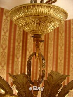 Immense Rare 18 Lumière Lustre De Cristal En Laiton Vintage Lampe Antique Grand