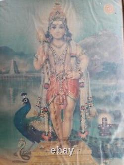 Impression ancienne et vintage du seigneur hindou Kartikeya-Muruga encadrée - Publicité A91