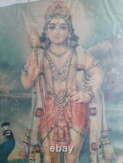 Impression ancienne vintage de Lord Kartikeya-Muruga encadrée en publicité A91