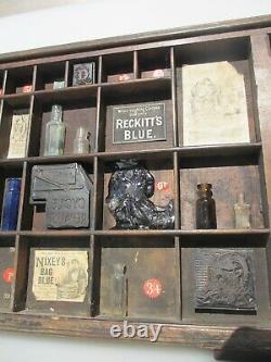 Imprimantes Antiques En Bois Tiroir Plateau Porte-fenêtre Porte-lettres Vieux Vintage