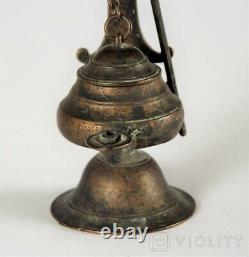 Lampe D'huile De Bronze Ancienne Allemagne Burner Collector Rare Old 19th