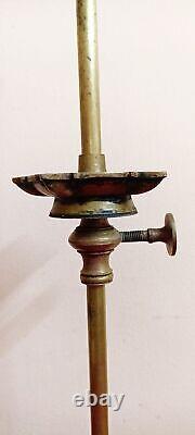 Lampe à clé en laiton ajustable pour temple hindou Pooja Chavi Vilakku Antique Vintage Old
