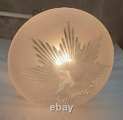 Lampe suspendue en laiton avec verre étoilé de style Art Déco ancien et vintage
