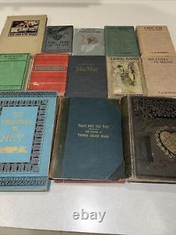 Lot de 13 livres anciens rares et anciens reliés en cuir, dont Lewis Rand, Muir, etc.