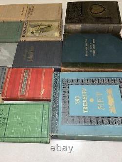 Lot de 13 livres anciens rares et anciens reliés en cuir, dont Lewis Rand, Muir, etc.