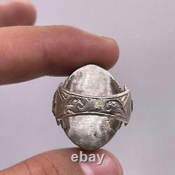 Lovely Old Antique Agate Stone Roman King Intaglio Solid Silver Unique Rare Anneau
