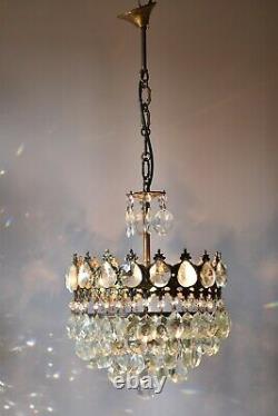 Luminaire Antique Crystal Chandelier, Vintage Shabby Chic Vieux Pendentif De Lampe Française