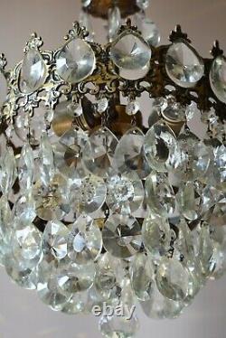 Luminaire Antique Crystal Chandelier, Vintage Shabby Chic Vieux Pendentif De Lampe Française