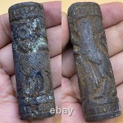 Merveilleux Antique Proche Est Vieux Cylindre De Bronze Seal Circa 250bc
