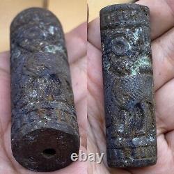 Merveilleux Antique Proche Est Vieux Cylindre De Bronze Seal Circa 250bc