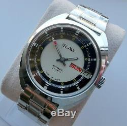 New Old Stock Automatique Slava 2427 Calendrier Double Russian Watch Ultra Rare