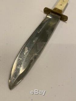 Old Dagger Antique Vintage Bowie Manche De Couteau Os Guerre Civile